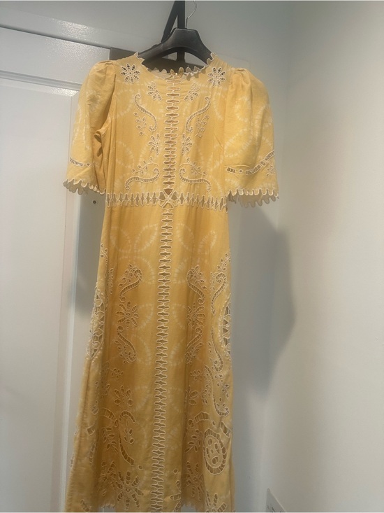 Sea New York Dresses & Skirts - Sea New York Yellow Embroidered Midi Dress